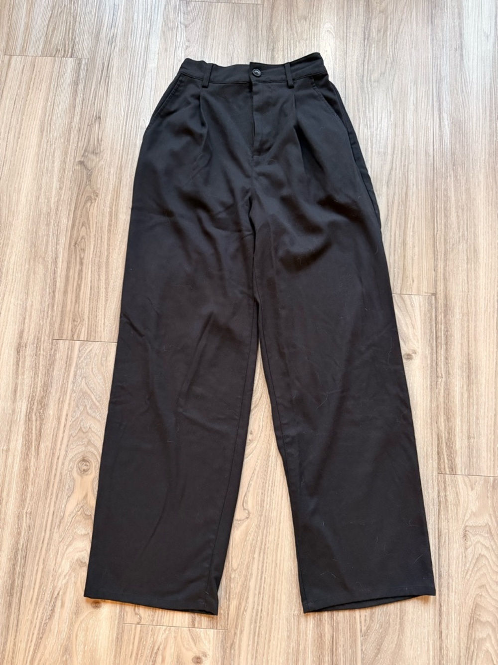 Urban Outfitters Black High-Rise Pleated Wide-Leg Trousers